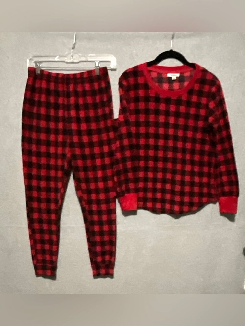 Roudelain Sleep Red Buffalo Plaid Pajama Set Small S Fleece Soft Lounge 2 Piece